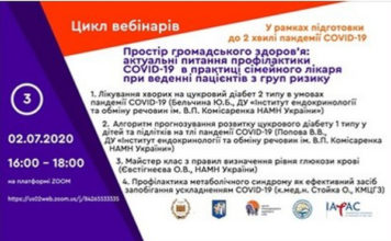 Простір громадського здоров’я: актуальні питання профілактики COVID-19 в практиці сімейного лікаря при веденні пацієнтів з груп ризику. Третій вебінар від 03.07.2020 р.