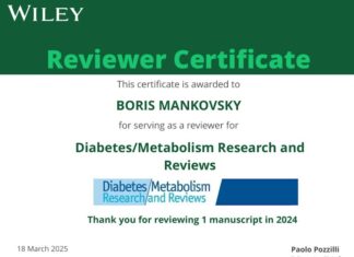 Борис Маньковський отримав відзнаку за рецензування наукових робіт у міжнародних журналах