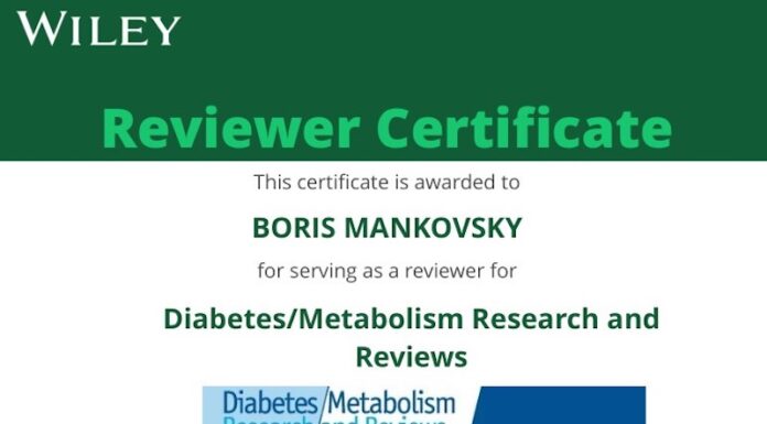 Борис Маньковський отримав відзнаку за рецензування наукових робіт у міжнародних журналах