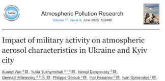 Публікація щодо впливу військових дій на характеристики аерозолів атмосферного повітря в Україні та місті Києві